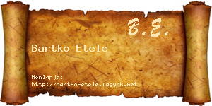 Bartko Etele névjegykártya